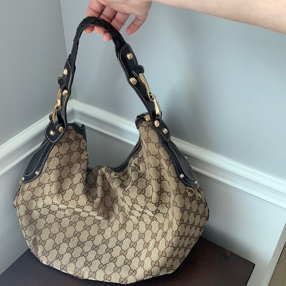 Gucci Hobo bag Horsebit GG Monogram Braided Strap